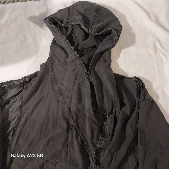 Free People Womens Hooded Jacket Charcoal Gray Size M Cotton & Tencel Blend grun - Picture 3 of 7